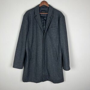 Banana Republic Overcoat Mens XL Gray Top‎ Coat Hidden Buttons Preppy Office